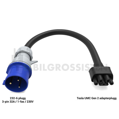 Tesla UMC Gen 2 Adapter - Overgang - 232-6 - 32A 1P 230V - Elbilgrossisten